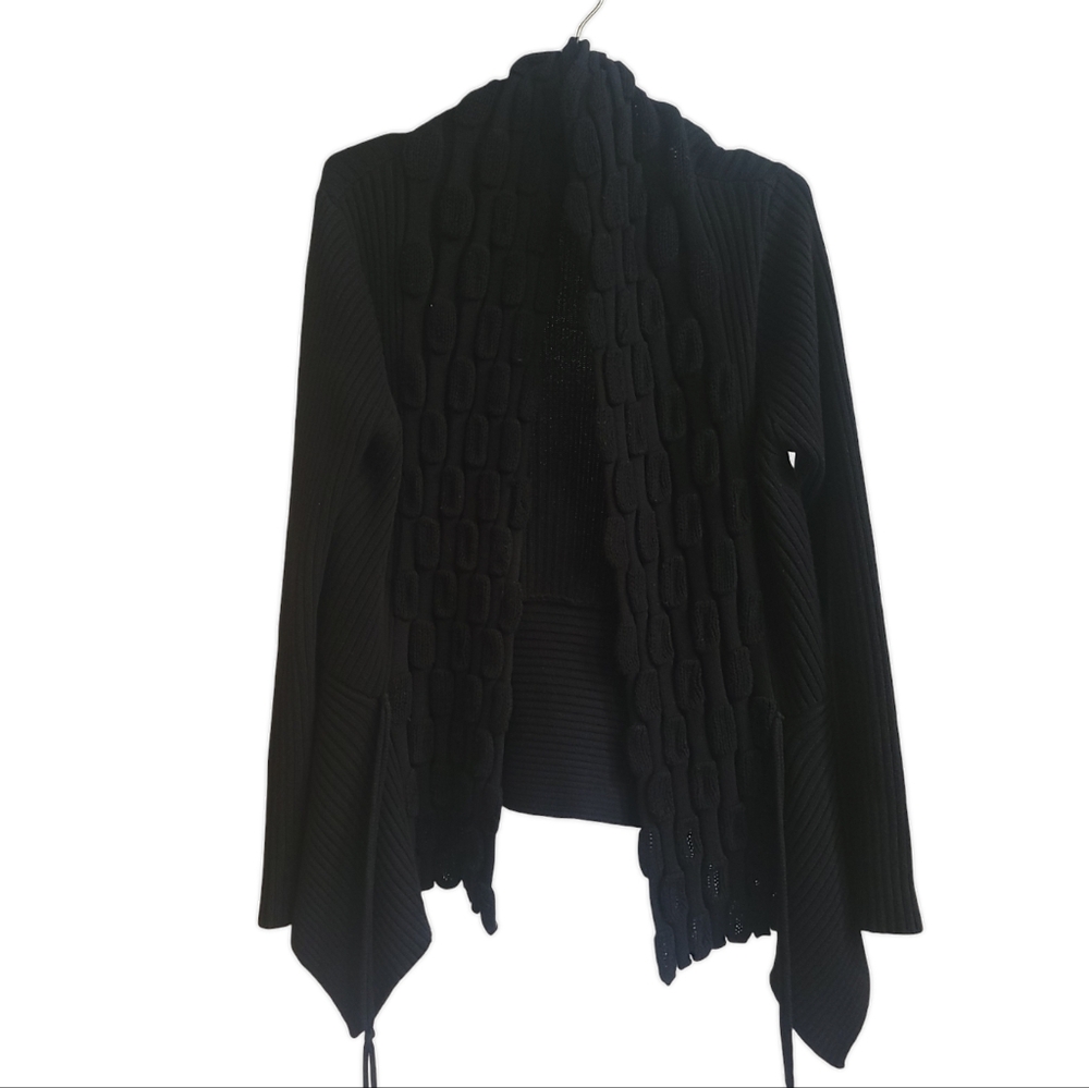 Multi way open front textured cardigan